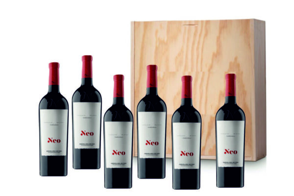 Pachet Cadou 6 sticle Vin rosu Neo Tempranillo 2016– Ribera del Duero + Cutie lemn eleganta