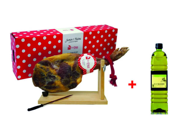 Jamón Paleta Serrana “La Finca by Alioli”  ~4,5kg suport si cutit inclus + CADOU Ulei masline 1L El Calvario